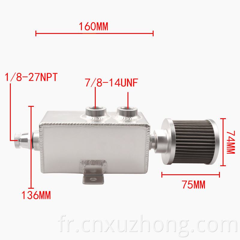 RASTP Autres pièces du moteur 1L Capture d'huile en aluminium CAN CAN Réservoir de carburant de réservoir avec Releather & Filtre Drain Tapot